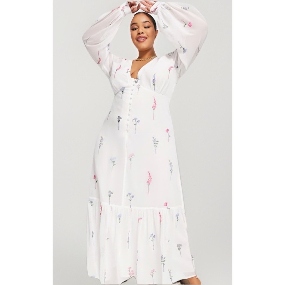 ASOS Design Curve Button Through Embroidered Maxi Dress Size 20 Retail: $93 EUC